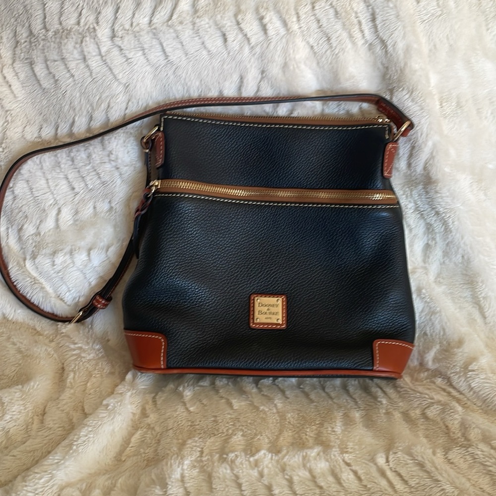 Dooney & Bourke Pebble Grain Purse, Black with brown trim